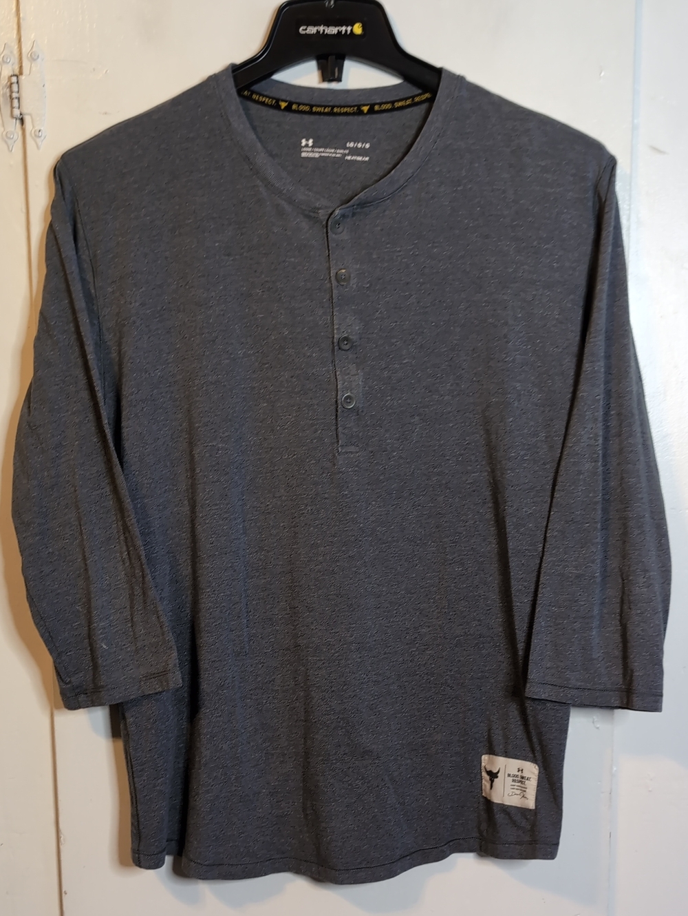 Under Armour Project Rock Long Sleeve Button Tee mens large